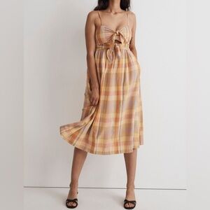 Madewell plaid keyhole midi dress